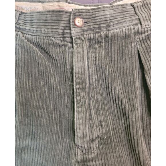 VTG Tommy Bahama Corduroy Pants Men’s 33 Green Wide Leg Pleated Relaxed GUC - Picture 4 of 7